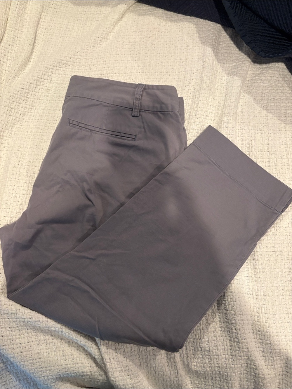 Ann Taylor Slate Gray Cropped Straight-Leg Pants